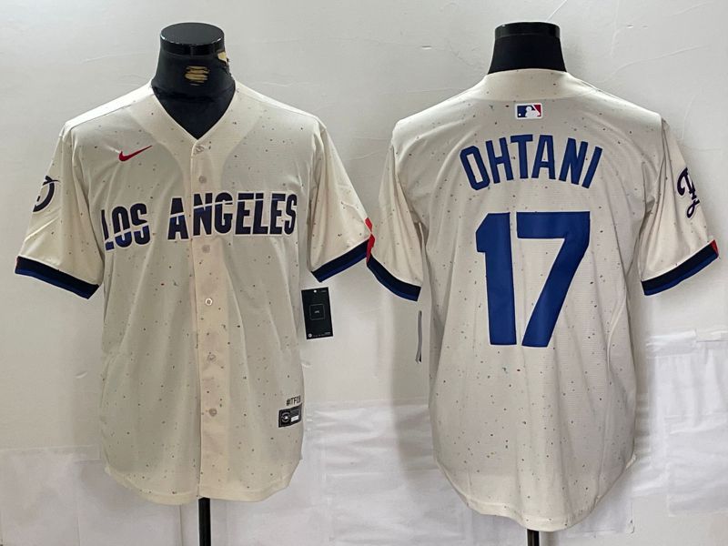 Men Los Angeles Dodgers #17 Ohtani Cream Fashion Nike Game MLB Jersey style 66->los angeles dodgers->MLB Jersey